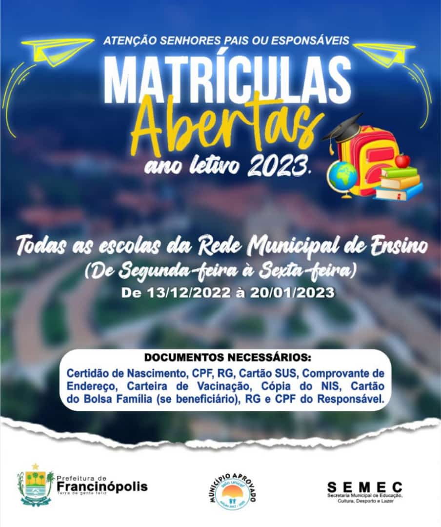 Imagem capa da notícia Secretaria de Educação inicia processo de matriculas escolares em Francinópolis 