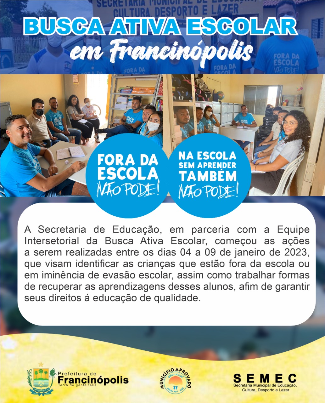 Imagem capa da notícia Secretaria de Educação realiza Busca Ativa Escolar para diminuir evasão escolar em Francinópolis 