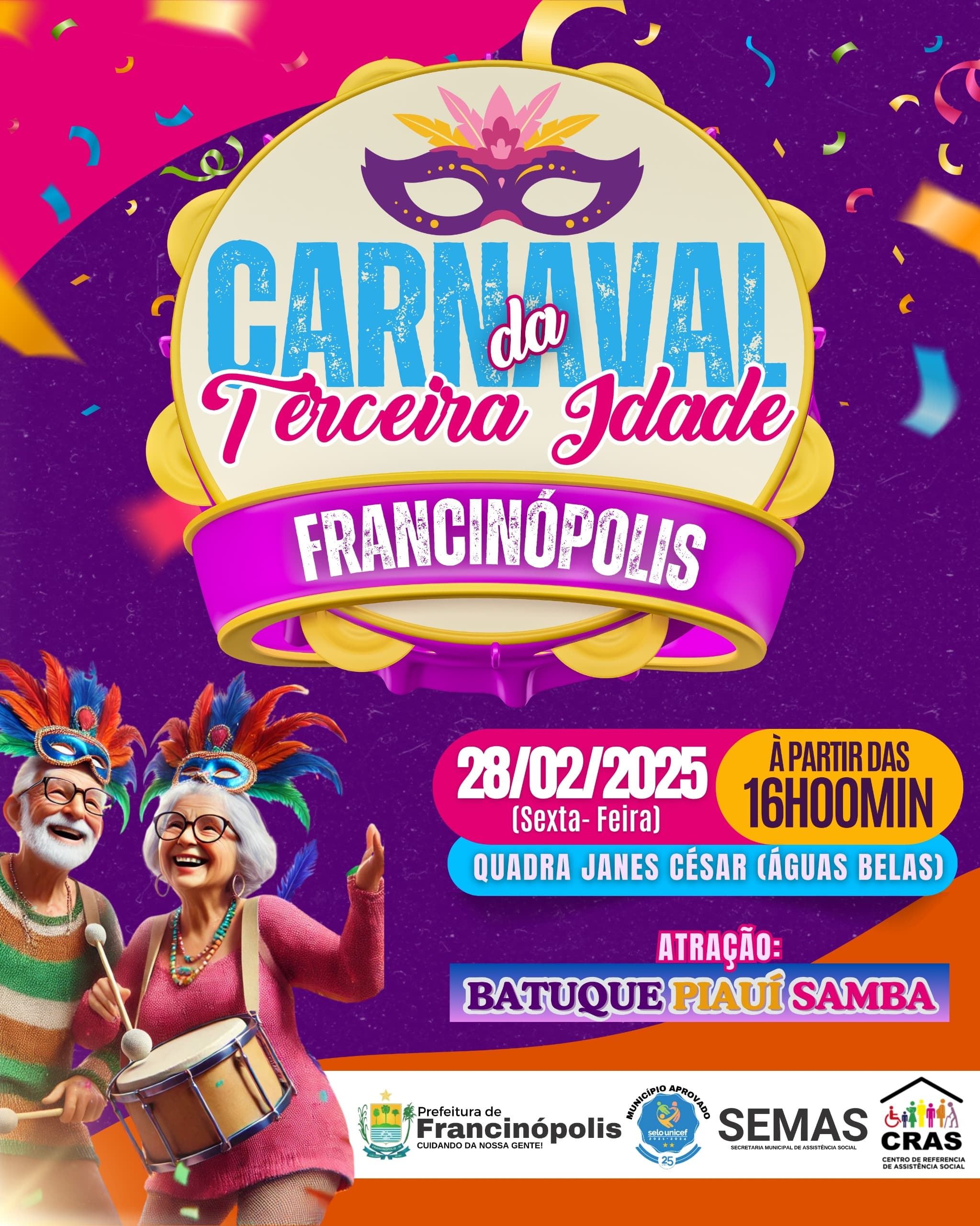 Imagem capa da notícia Secretaria Municipal de Assistência Social anuncia Carnaval da Terceira Idade 