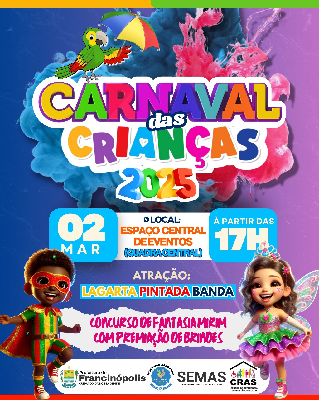 Imagem capa da notícia Secretaria Municipal de Assistência Social anuncia Carnaval das Crianças