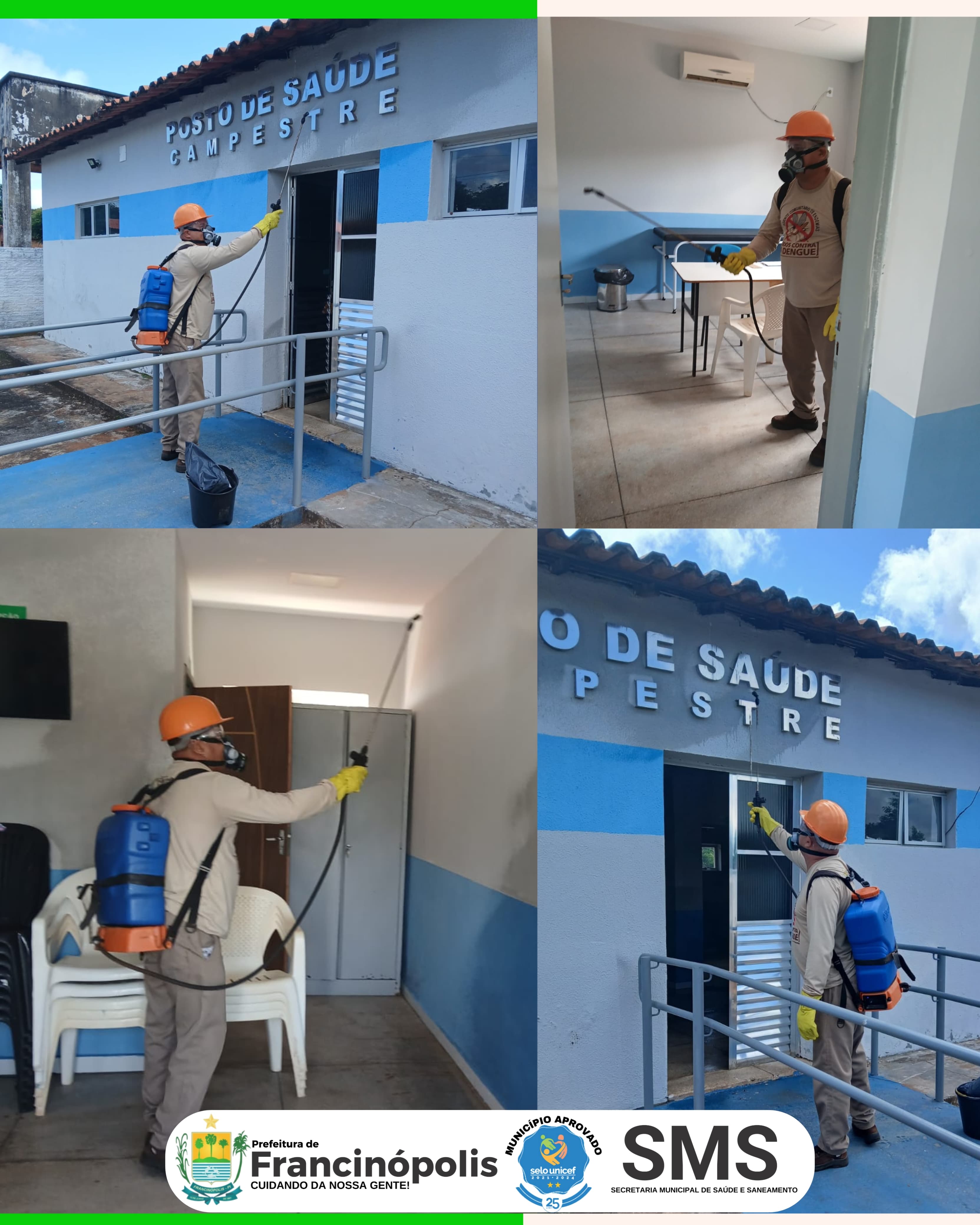 Imagem capa da notícia Prefeitura realiza ações de pulverização no Posto de Saúde do Campestre e na Praça da Escadaria