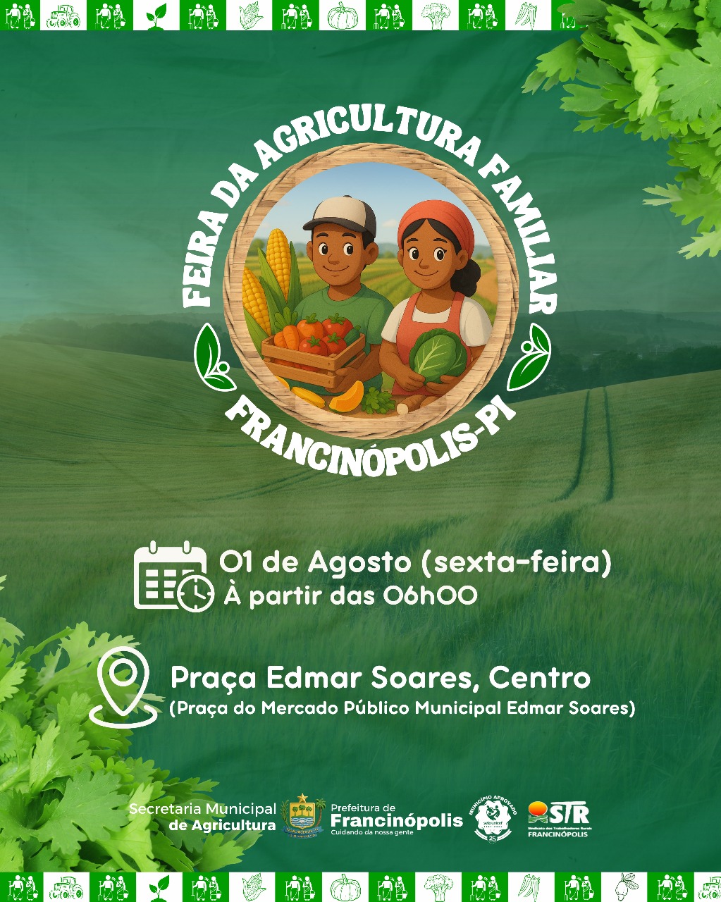 Imagem capa da notícia Feira da Agricultura Familiar movimentará a Praça Edmar Soares nesta sexta-feira (01/08)