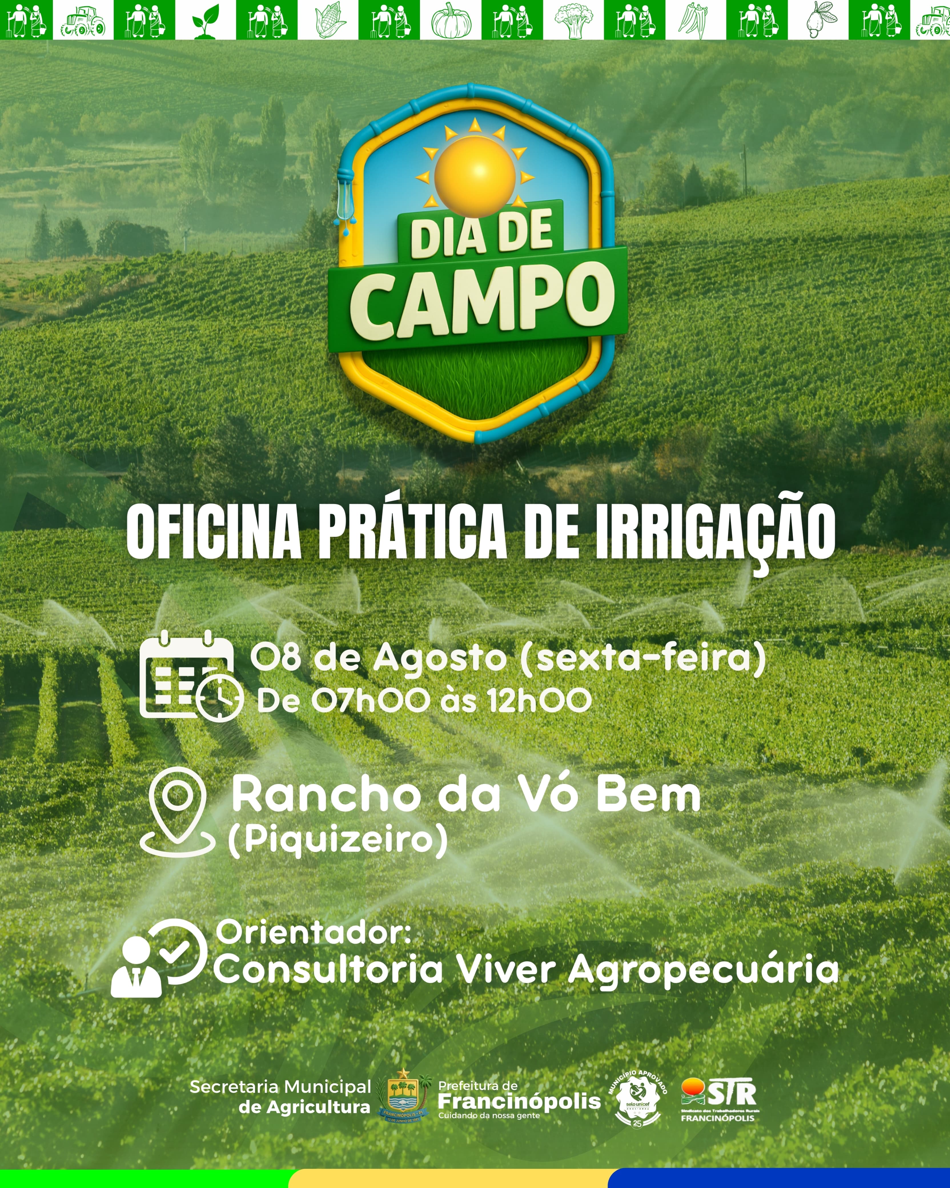 Imagem capa da notícia Secretaria de Agricultura promove Dia de Campo com Oficina Prática de Irrigação