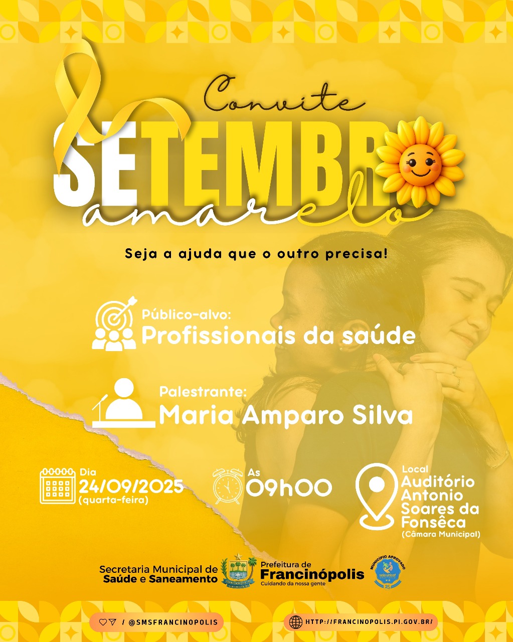 Imagem capa da notícia Secretaria de Saúde e Saneamento realizará encontro com profissionais da saúde em alusão ao Setembro Amarelo