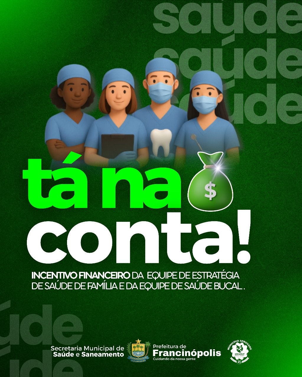 Imagem capa da notícia Tá na conta: Prefeitura de Francinópolis realiza pagamento do incentivo financeiro da Saúde nesta terça-feira (11)