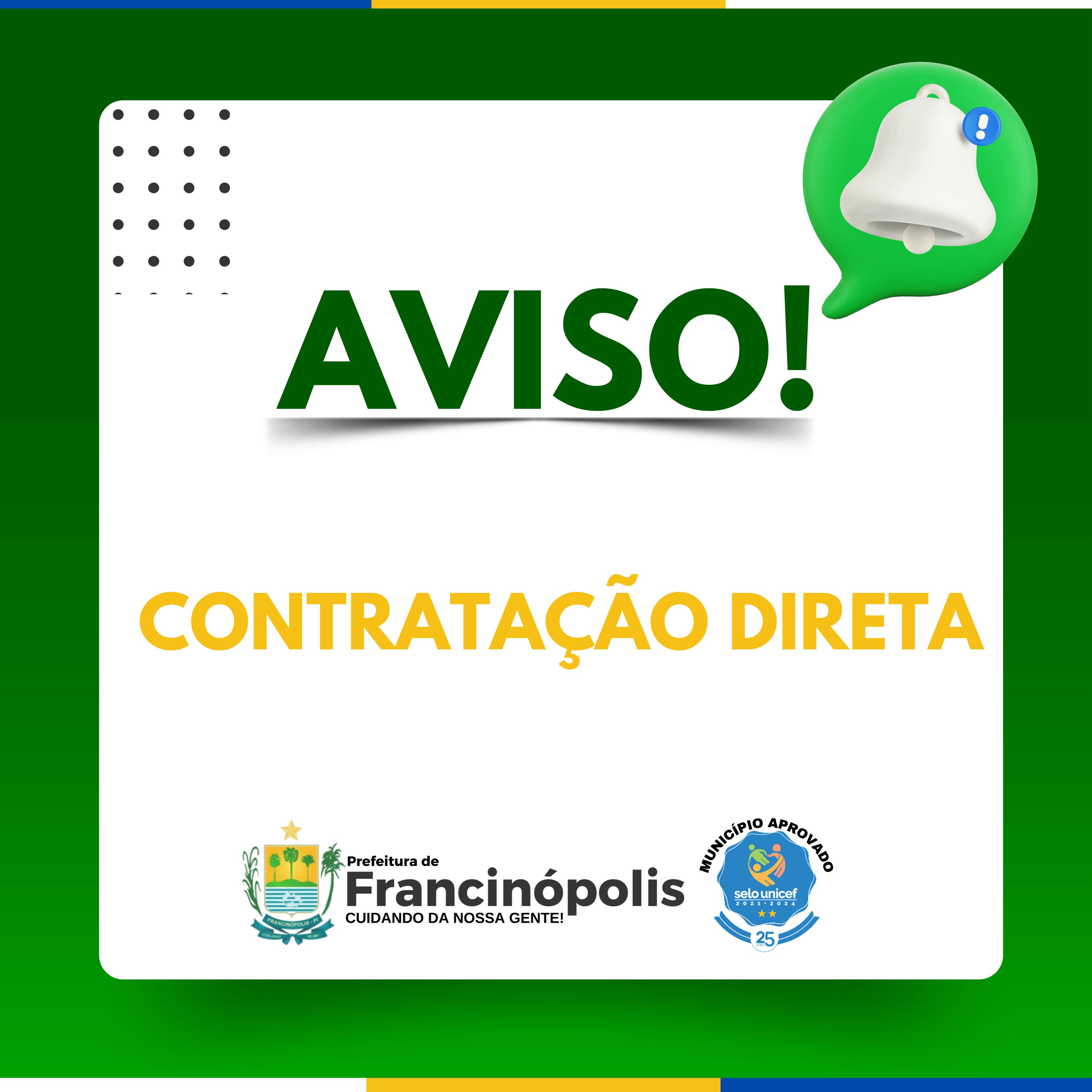 Imagem capa da notícia Aviso de contratação direta- Contratação de serviços de decoração do espaço onde será realizada a VII edição da Feira Literária de Francinópolis – FLIF, para atender necessidade da Secretaria Municipal de Educação deste município.a.